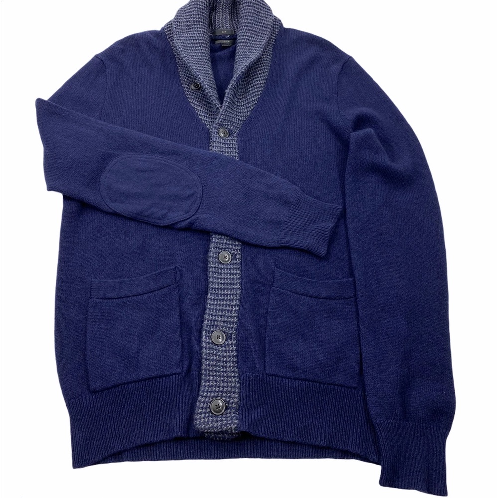 J Crew Mens M Sweater Cardigan Pub Jacket Wool Alpaca Blue